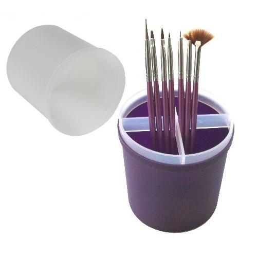 Set risparmio, contenitore pennelli e lime LILLA + set da 7 pennelli per nail art colore lilla