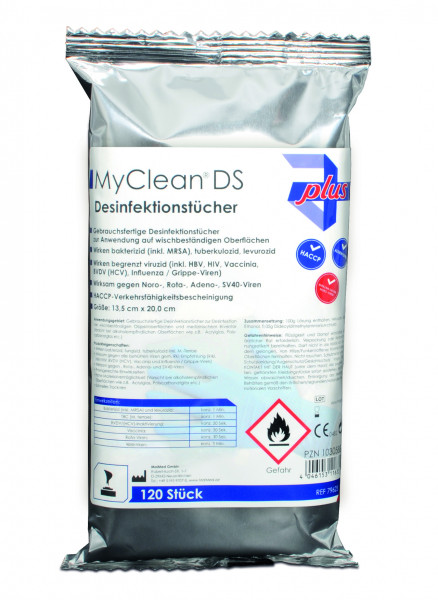 MyClean® DS salviette disinfettanti (neutre) 120 pezzi con dispenser