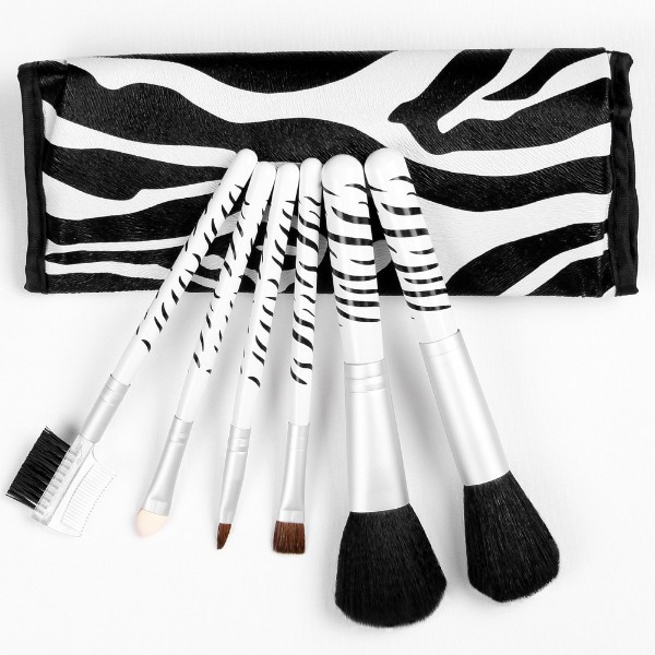 Make-Up Pinsel Echthaar Set 6teilig Griff ZEBRA